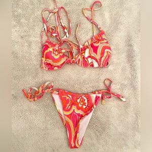 Shein Bright Multicolor Swirl Bikini Size Medium